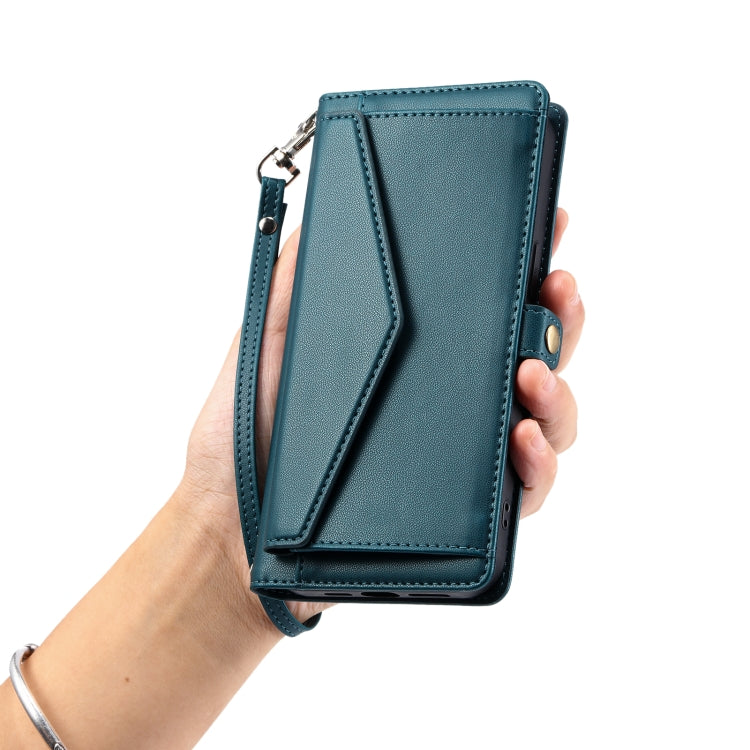 For iPhone 12 Pro Max Wallet Multi-card Slot Leather Phone Case with Lanyard