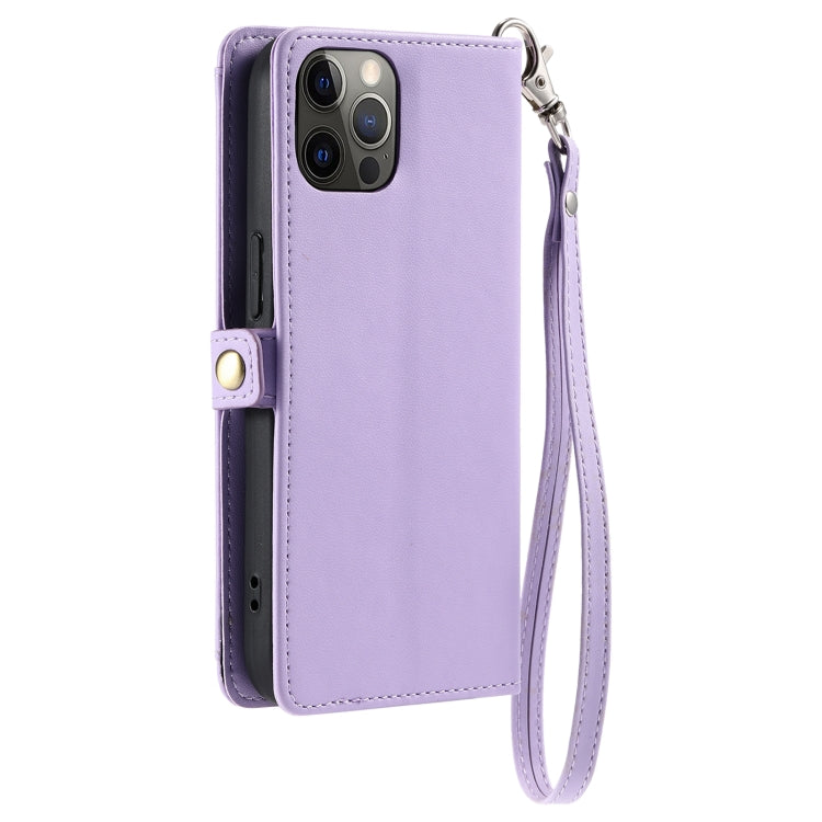 For iPhone 12 Pro Max Wallet Multi-card Slot Leather Phone Case with Lanyard