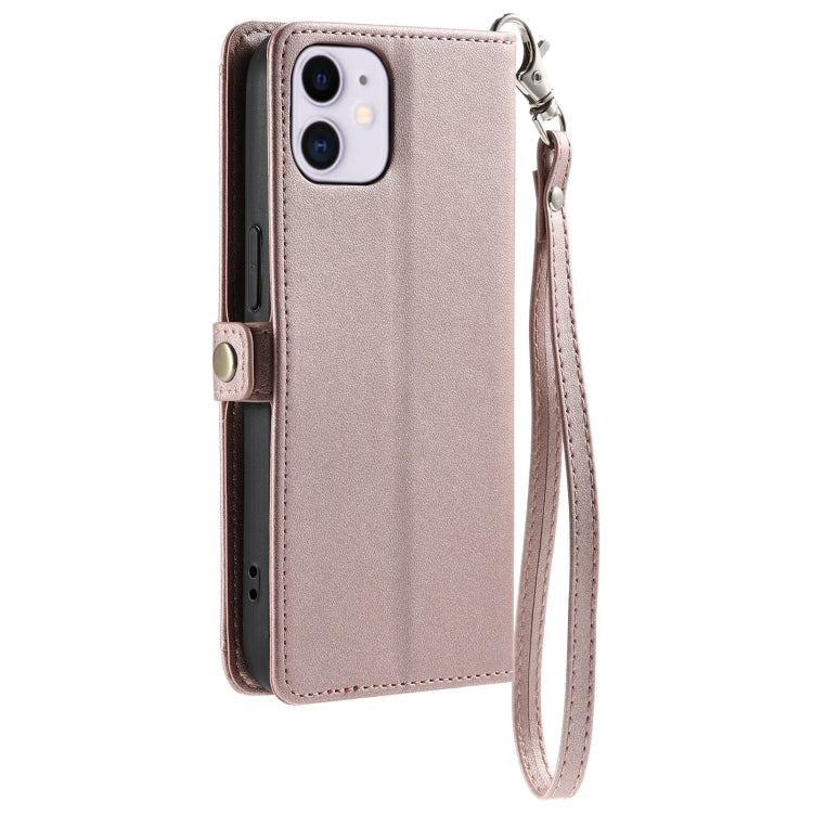 For iPhone 11 Wallet Multi-card Slot Leather Phone Case with Lanyard