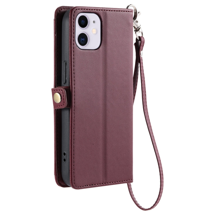 For iPhone 11 Wallet Multi-card Slot Leather Phone Case with Lanyard