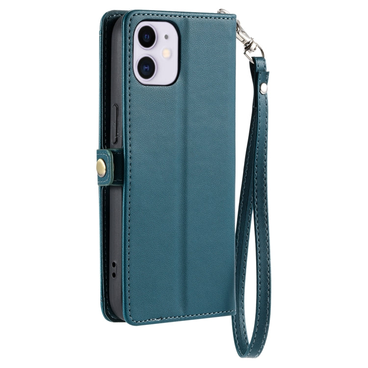 For iPhone 11 Wallet Multi-card Slot Leather Phone Case with Lanyard
