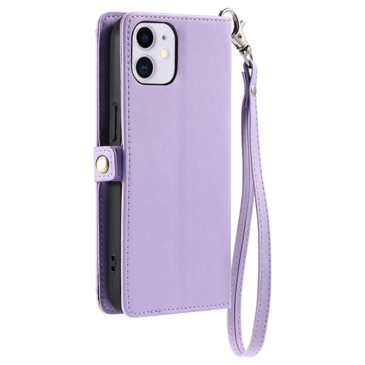 For iPhone 11 Wallet Multi-card Slot Leather Phone Case with Lanyard