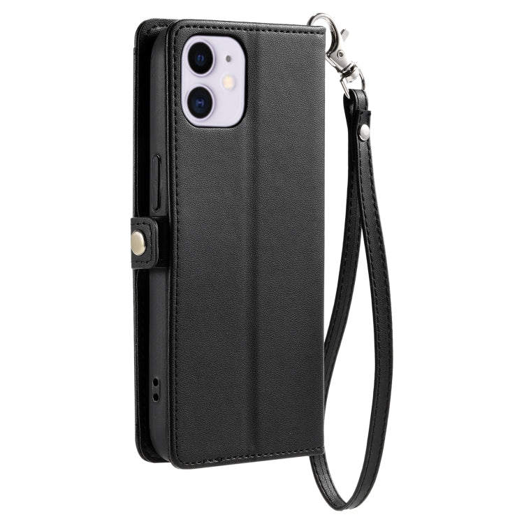 For iPhone 11 Wallet Multi-card Slot Leather Phone Case with Lanyard