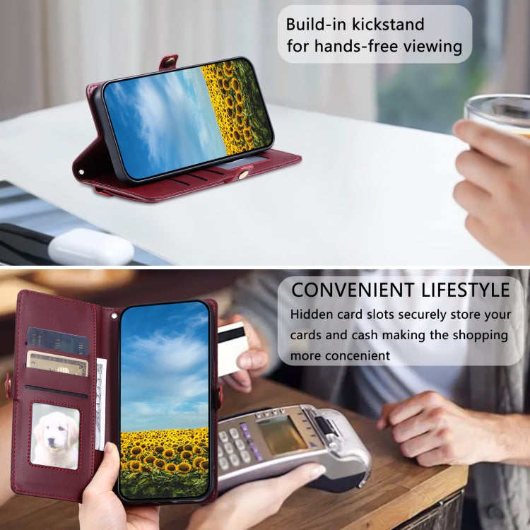 For iPhone 8 Plus / 7 Plus Wallet Multi-card Slot Leather Phone Case with Lanyard