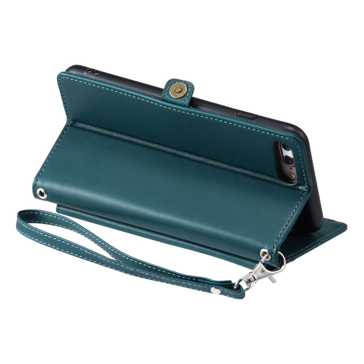 For iPhone 8 Plus / 7 Plus Wallet Multi-card Slot Leather Phone Case with Lanyard