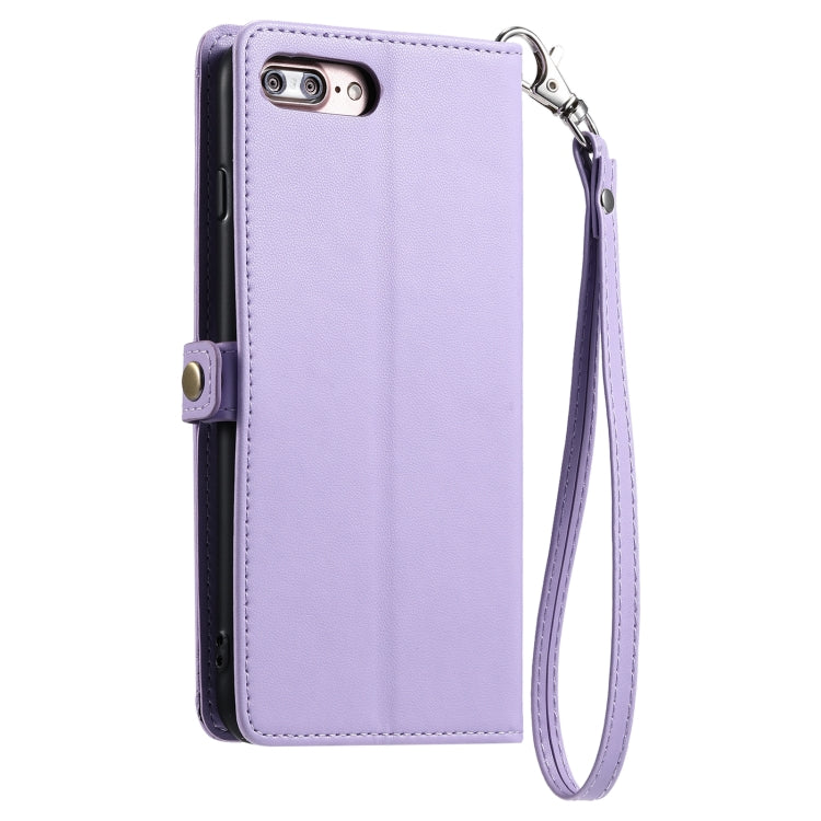 For iPhone 8 Plus / 7 Plus Wallet Multi-card Slot Leather Phone Case with Lanyard