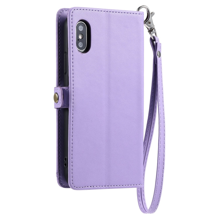 For iPhone XS Max Wallet Multi-card Slot Leather Phone Case with Lanyard
