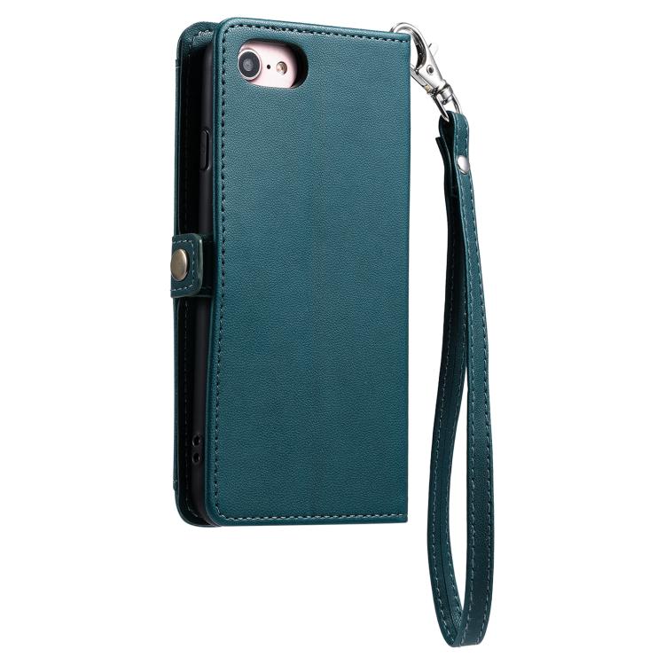 For iPhone 16e / 17e Wallet Multi-card Slot Leather Phone Case with Lanyard