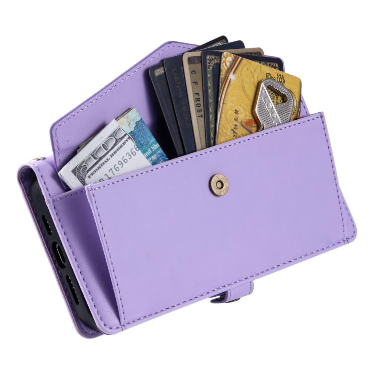 For iPhone 16e / 17e Wallet Multi-card Slot Leather Phone Case with Lanyard