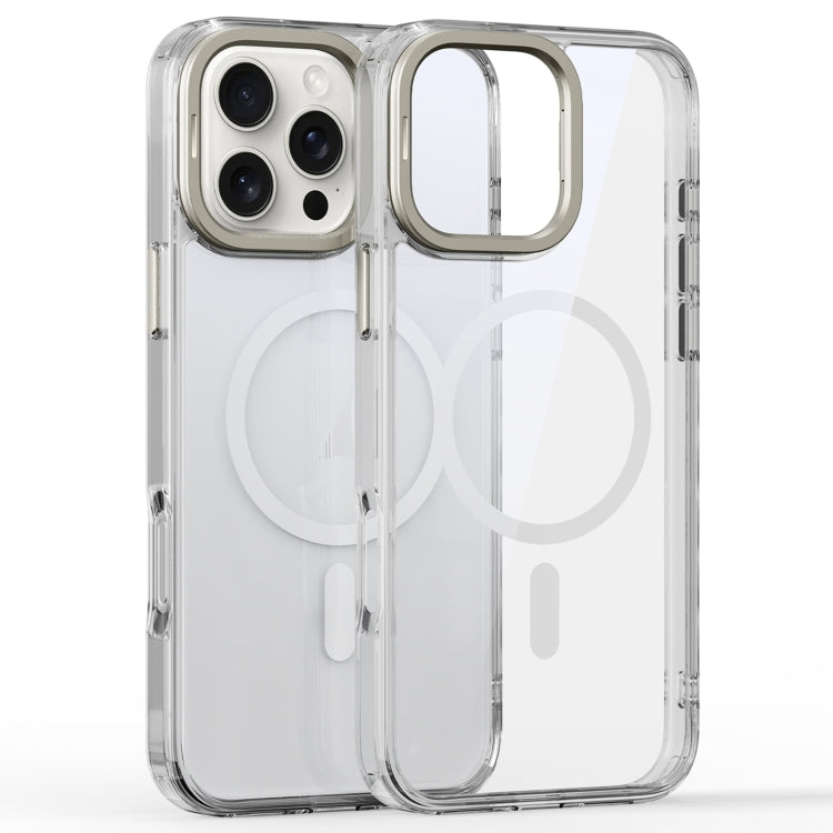 For iPhone 16 Pro Mirror Crystal Clear Lens Holder MagSafe Magnetic Phone Case