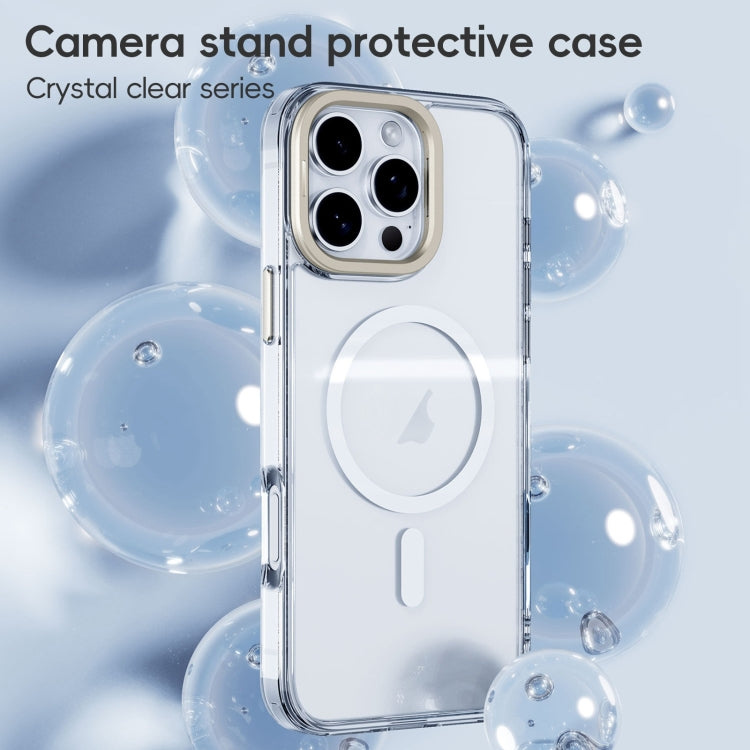 For iPhone 16 Pro Max Mirror Crystal Clear Lens Holder MagSafe Magnetic Phone Case