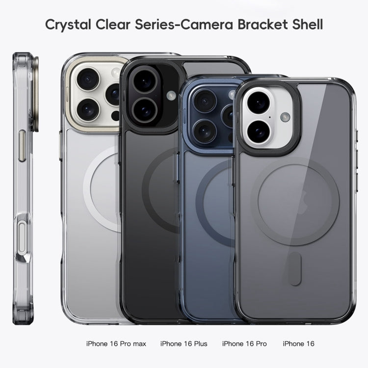 For iPhone 16 Pro Max Mirror Crystal Clear Lens Holder MagSafe Magnetic Phone Case
