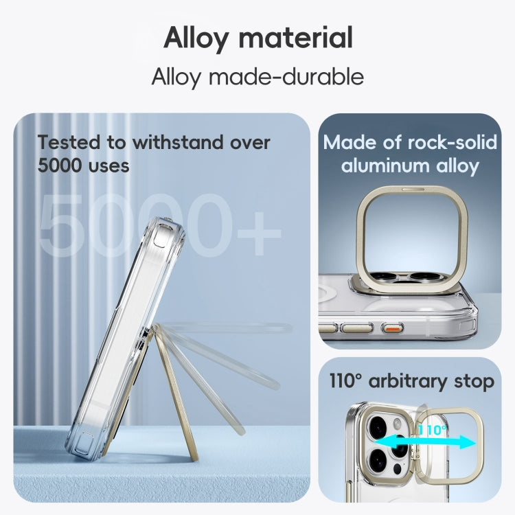 For iPhone 16 Pro Max Mirror Crystal Clear Lens Holder MagSafe Magnetic Phone Case