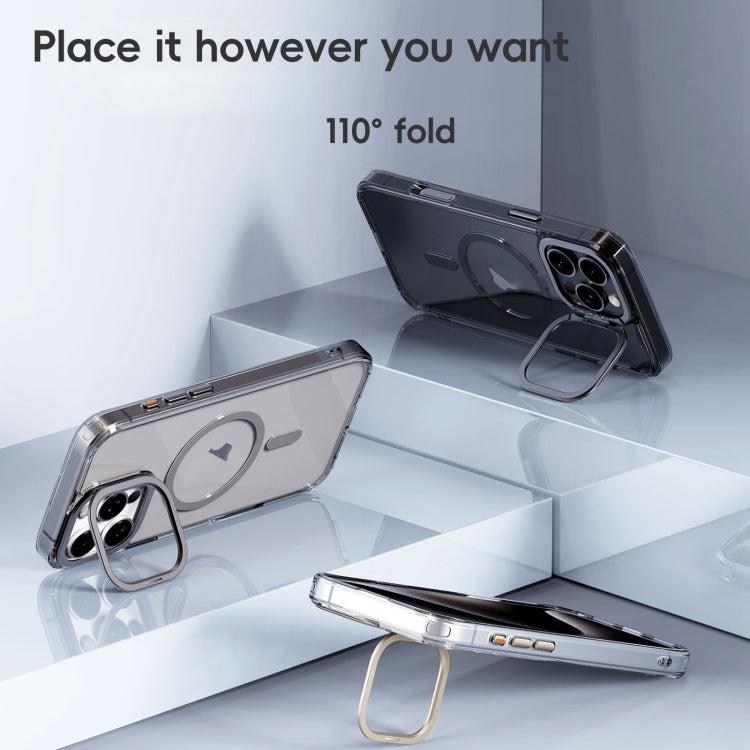 For iPhone 16 Pro Max Mirror Crystal Clear Lens Holder MagSafe Magnetic Phone Case