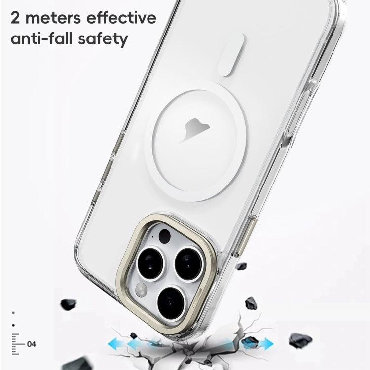 For iPhone 16 Pro Max Mirror Crystal Clear Lens Holder MagSafe Magnetic Phone Case