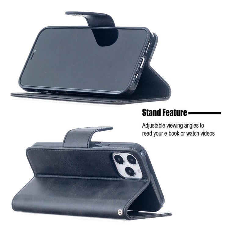 For iPhone 12 / 12 Pro Retro Lambskin Texture Pure Color Horizontal Flip PU Leather Case, with Holder & Card Slots & Wallet & Lanyard