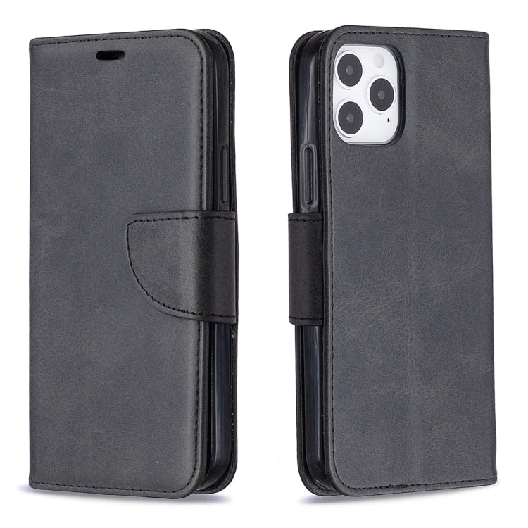 For iPhone 12 / 12 Pro Retro Lambskin Texture Pure Color Horizontal Flip PU Leather Case, with Holder & Card Slots & Wallet & Lanyard