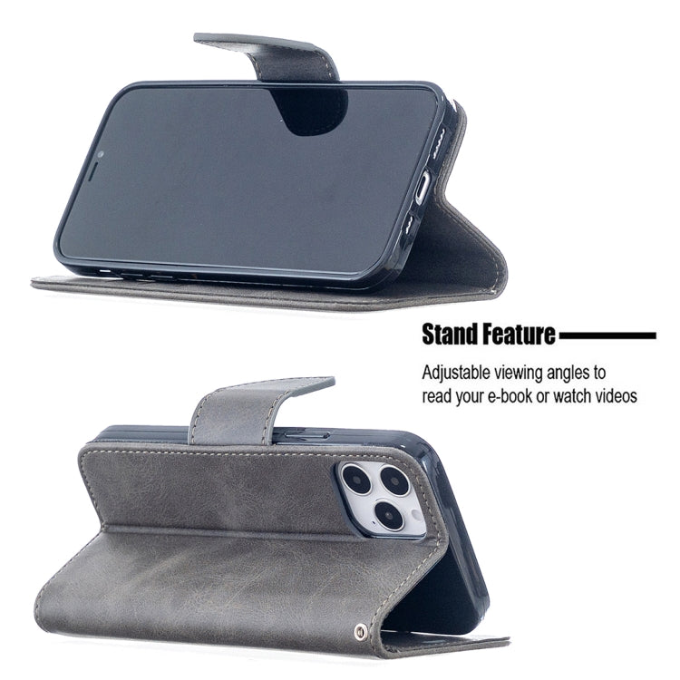 For iPhone 12 / 12 Pro Retro Lambskin Texture Pure Color Horizontal Flip PU Leather Case, with Holder & Card Slots & Wallet & Lanyard