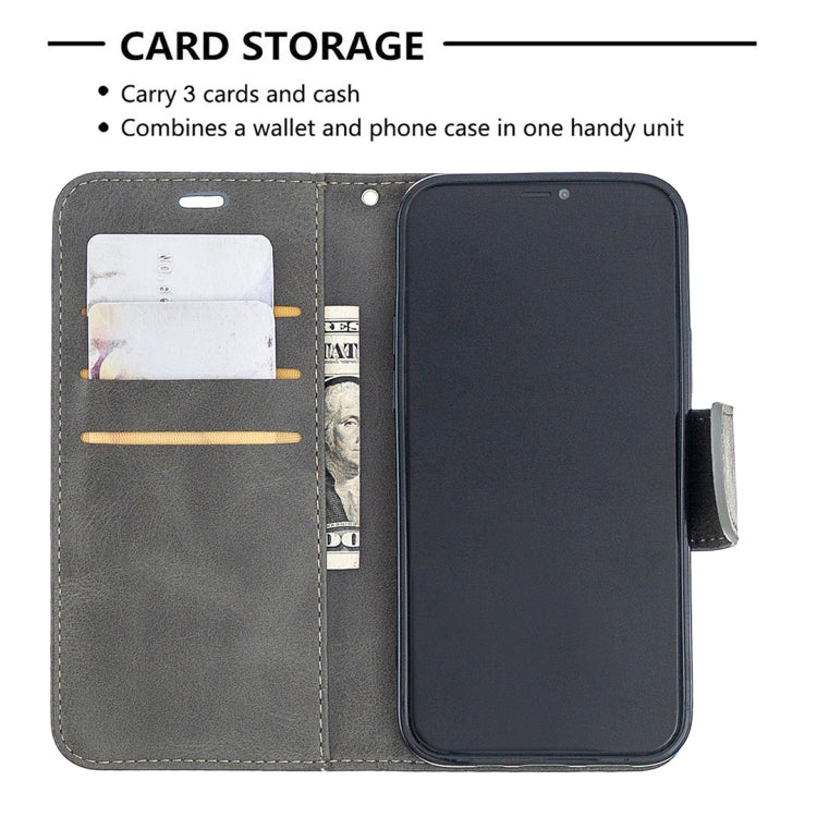 For iPhone 12 / 12 Pro Retro Lambskin Texture Pure Color Horizontal Flip PU Leather Case, with Holder & Card Slots & Wallet & Lanyard