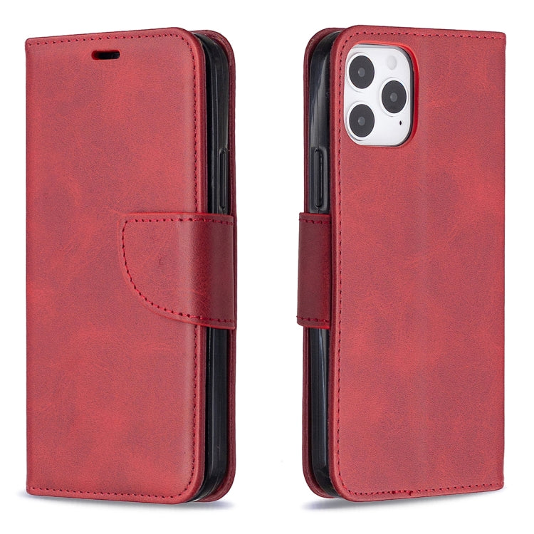 For iPhone 12 / 12 Pro Retro Lambskin Texture Pure Color Horizontal Flip PU Leather Case, with Holder & Card Slots & Wallet & Lanyard