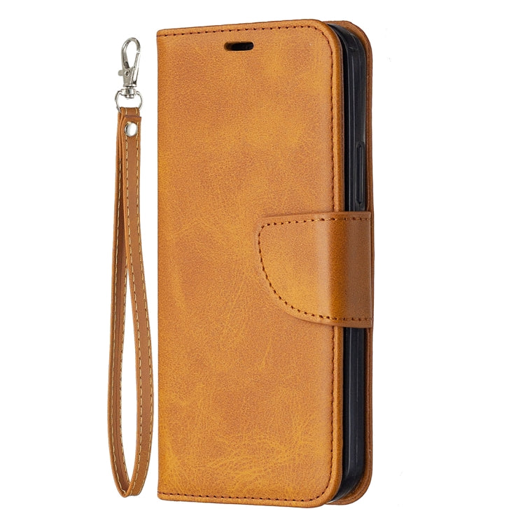 For iPhone 12 / 12 Pro Retro Lambskin Texture Pure Color Horizontal Flip PU Leather Case, with Holder & Card Slots & Wallet & Lanyard