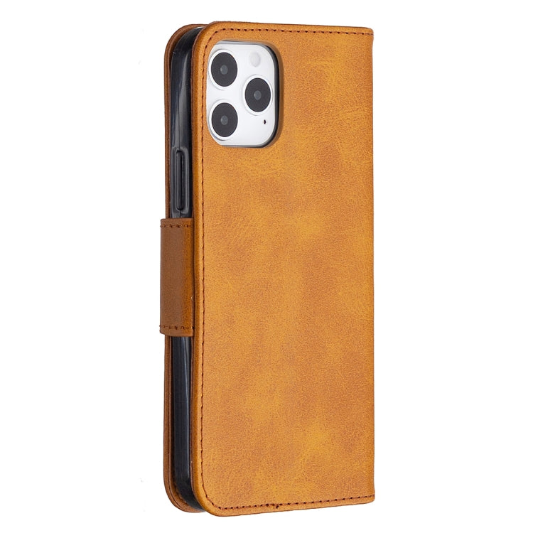 For iPhone 12 / 12 Pro Retro Lambskin Texture Pure Color Horizontal Flip PU Leather Case, with Holder & Card Slots & Wallet & Lanyard