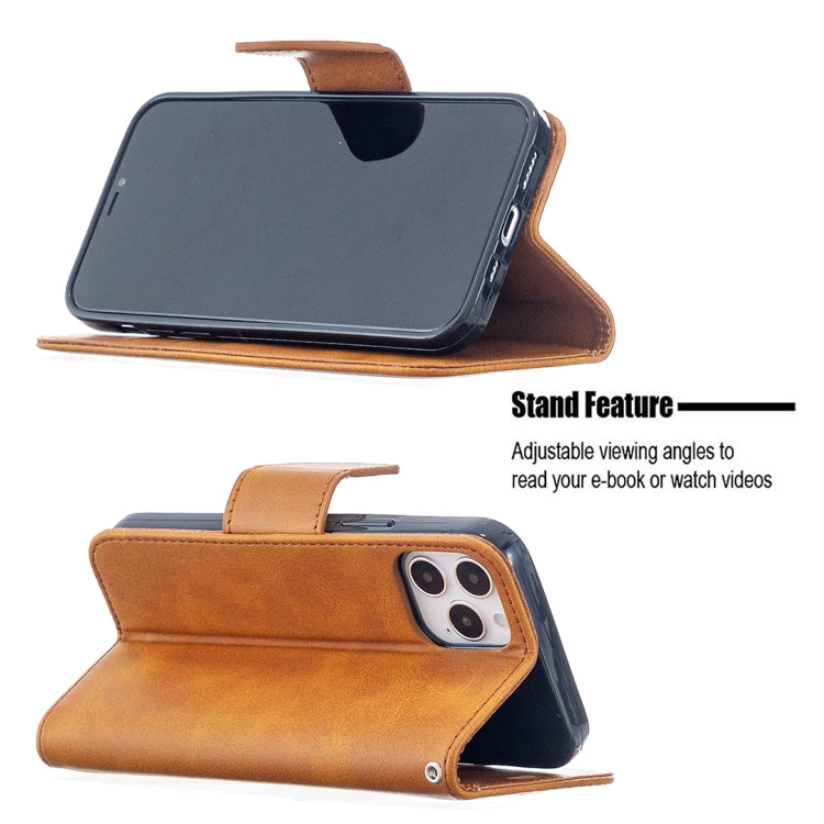 For iPhone 12 / 12 Pro Retro Lambskin Texture Pure Color Horizontal Flip PU Leather Case, with Holder & Card Slots & Wallet & Lanyard