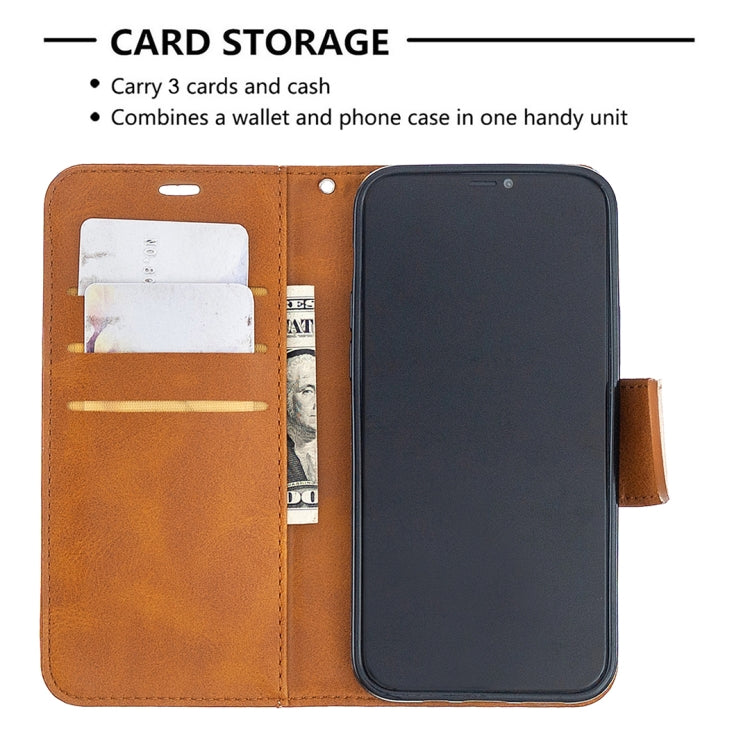 For iPhone 12 / 12 Pro Retro Lambskin Texture Pure Color Horizontal Flip PU Leather Case, with Holder & Card Slots & Wallet & Lanyard
