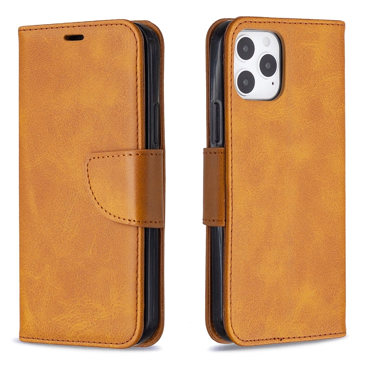 For iPhone 12 / 12 Pro Retro Lambskin Texture Pure Color Horizontal Flip PU Leather Case, with Holder & Card Slots & Wallet & Lanyard