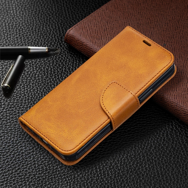 For iPhone 12 / 12 Pro Retro Lambskin Texture Pure Color Horizontal Flip PU Leather Case, with Holder & Card Slots & Wallet & Lanyard
