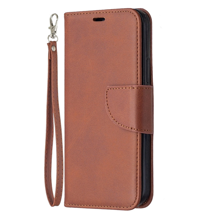 For iPhone 12 / 12 Pro Retro Lambskin Texture Pure Color Horizontal Flip PU Leather Case, with Holder & Card Slots & Wallet & Lanyard