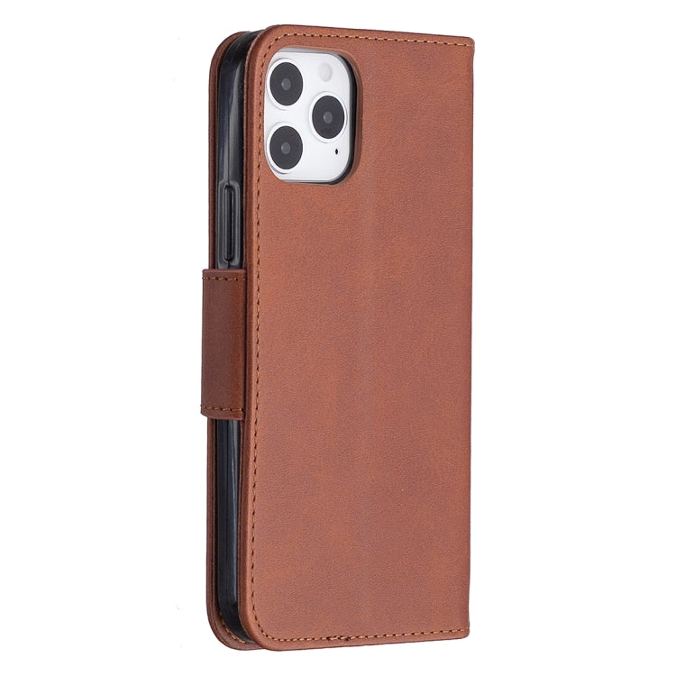 For iPhone 12 / 12 Pro Retro Lambskin Texture Pure Color Horizontal Flip PU Leather Case, with Holder & Card Slots & Wallet & Lanyard