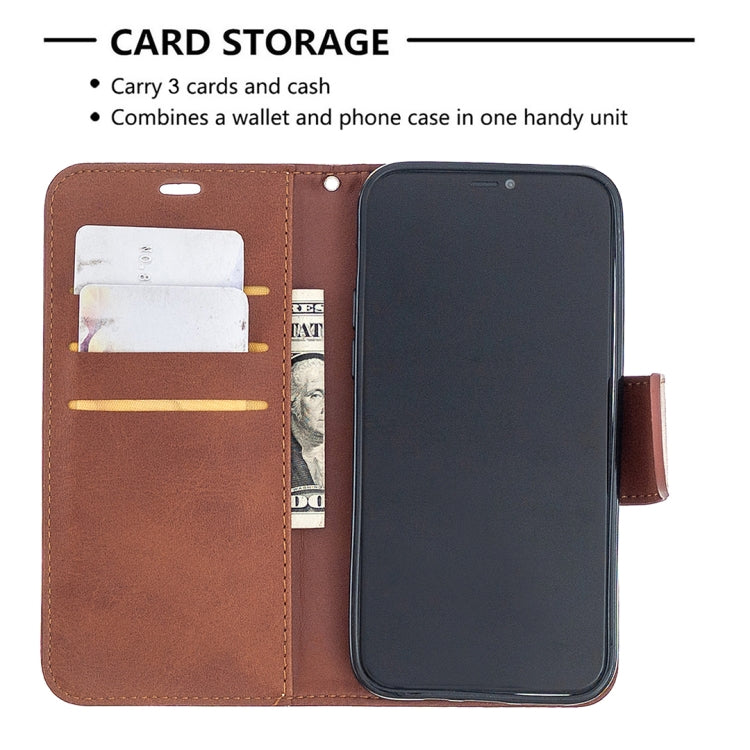 For iPhone 12 / 12 Pro Retro Lambskin Texture Pure Color Horizontal Flip PU Leather Case, with Holder & Card Slots & Wallet & Lanyard