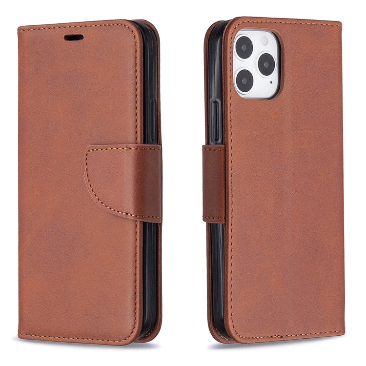 For iPhone 12 / 12 Pro Retro Lambskin Texture Pure Color Horizontal Flip PU Leather Case, with Holder & Card Slots & Wallet & Lanyard