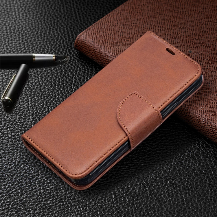For iPhone 12 / 12 Pro Retro Lambskin Texture Pure Color Horizontal Flip PU Leather Case, with Holder & Card Slots & Wallet & Lanyard