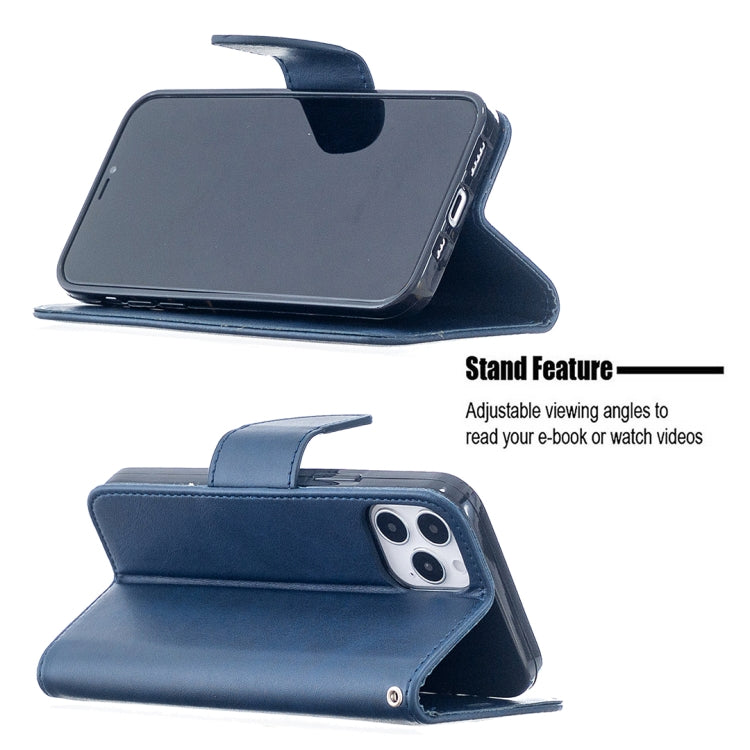For iPhone 12 / 12 Pro Retro Lambskin Texture Pure Color Horizontal Flip PU Leather Case, with Holder & Card Slots & Wallet & Lanyard
