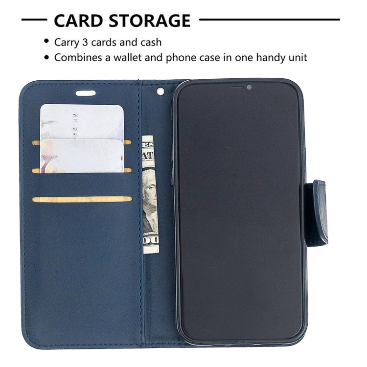 For iPhone 12 / 12 Pro Retro Lambskin Texture Pure Color Horizontal Flip PU Leather Case, with Holder & Card Slots & Wallet & Lanyard