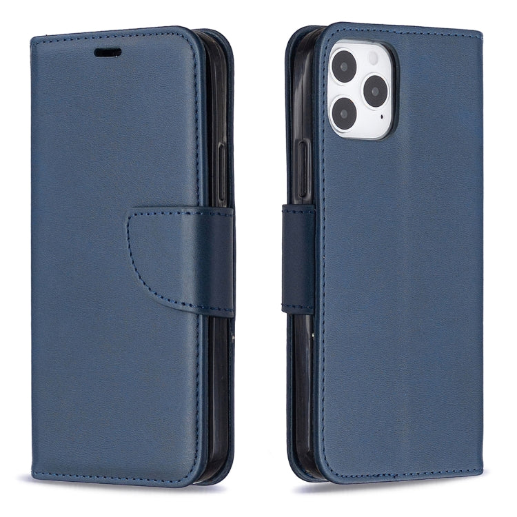 For iPhone 12 / 12 Pro Retro Lambskin Texture Pure Color Horizontal Flip PU Leather Case, with Holder & Card Slots & Wallet & Lanyard
