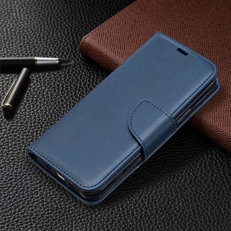 For iPhone 12 / 12 Pro Retro Lambskin Texture Pure Color Horizontal Flip PU Leather Case, with Holder & Card Slots & Wallet & Lanyard