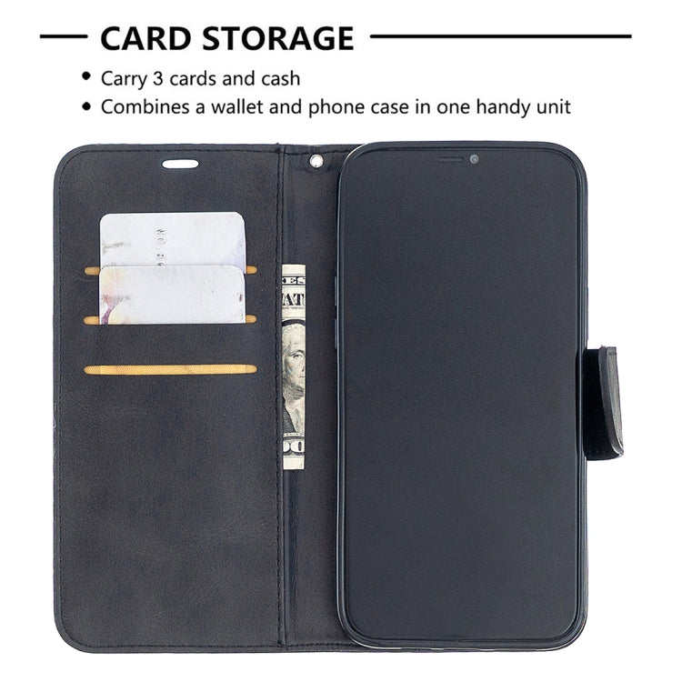 For iPhone 12 Pro Max Retro Lambskin Texture Pure Color Horizontal Flip PU Leather Case, with Holder & Card Slots & Wallet & Lanyard