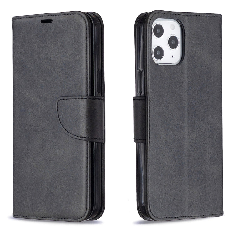 For iPhone 12 Pro Max Retro Lambskin Texture Pure Color Horizontal Flip PU Leather Case, with Holder & Card Slots & Wallet & Lanyard