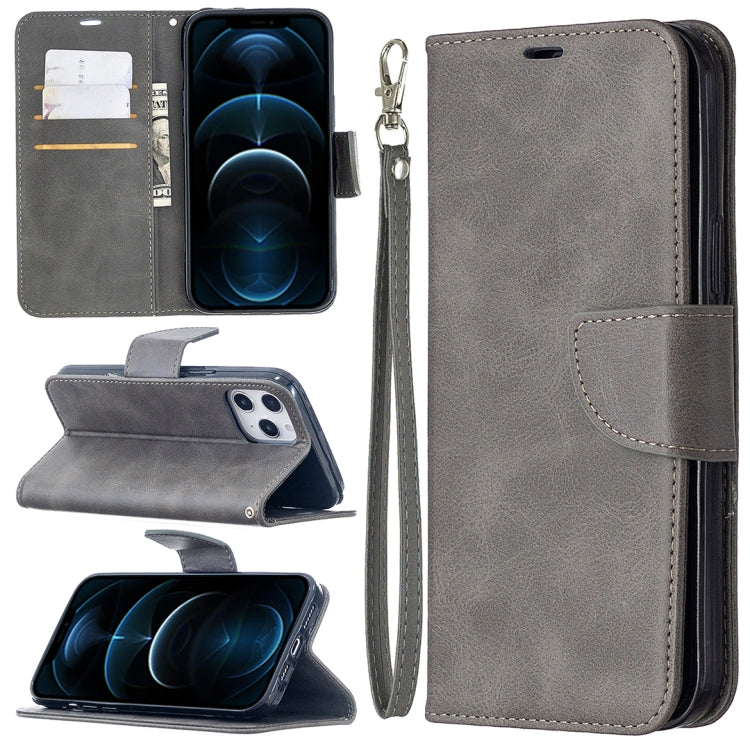 For iPhone 12 Pro Max Retro Lambskin Texture Pure Color Horizontal Flip PU Leather Case, with Holder & Card Slots & Wallet & Lanyard