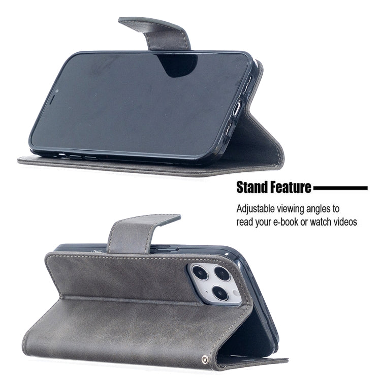 For iPhone 12 Pro Max Retro Lambskin Texture Pure Color Horizontal Flip PU Leather Case, with Holder & Card Slots & Wallet & Lanyard