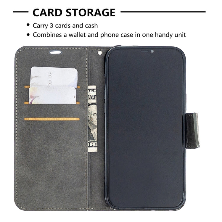 For iPhone 12 Pro Max Retro Lambskin Texture Pure Color Horizontal Flip PU Leather Case, with Holder & Card Slots & Wallet & Lanyard