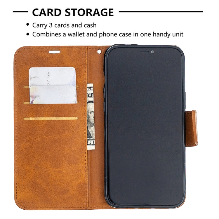 For iPhone 12 Pro Max Retro Lambskin Texture Pure Color Horizontal Flip PU Leather Case, with Holder & Card Slots & Wallet & Lanyard