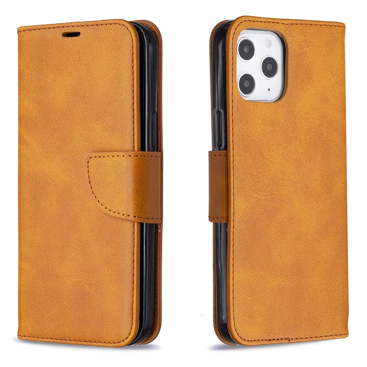 For iPhone 12 Pro Max Retro Lambskin Texture Pure Color Horizontal Flip PU Leather Case, with Holder & Card Slots & Wallet & Lanyard