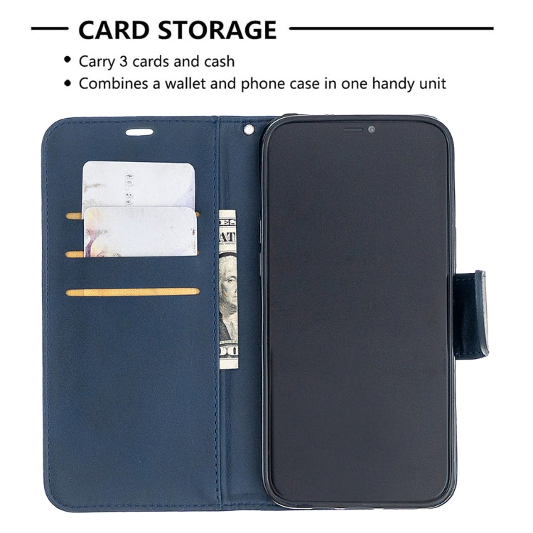 For iPhone 12 Pro Max Retro Lambskin Texture Pure Color Horizontal Flip PU Leather Case, with Holder & Card Slots & Wallet & Lanyard