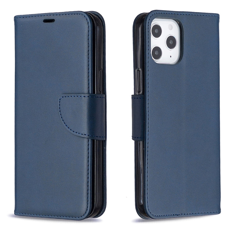 For iPhone 12 Pro Max Retro Lambskin Texture Pure Color Horizontal Flip PU Leather Case, with Holder & Card Slots & Wallet & Lanyard