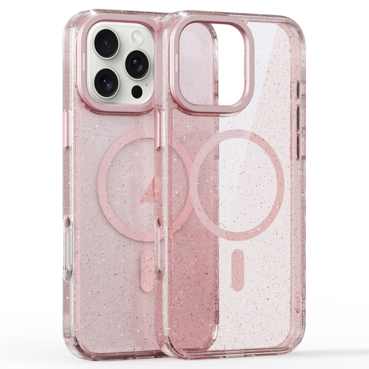 For iPhone 16 Pro Glitter Powder Lens Holder MagSafe Magnetic Phone Case