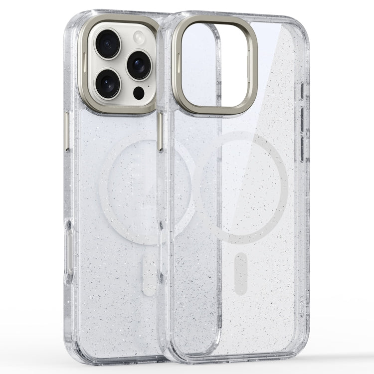 For iPhone 16 Pro Glitter Powder Lens Holder MagSafe Magnetic Phone Case